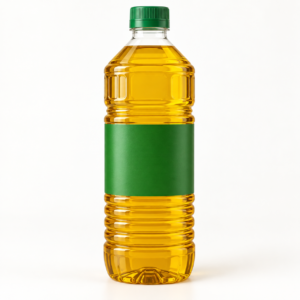 Demo bottle of golden mustard oil